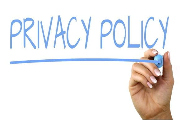 A picture of the words "privacy policy" in blue.
